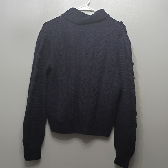 Vintage Brooks Brothers Blue Shawl Cable Knit Wool Cardigan Sweater SZ Med - Picture 3 of 7